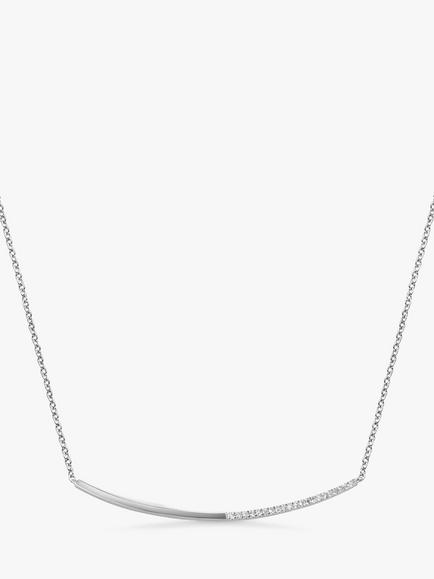 DPT Antwerp Linea Diamond Bar Necklace, Silver, Silver