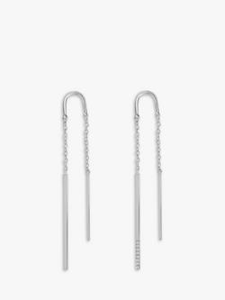 DPT Antwerp Double Linea Drop Earrings, Silver