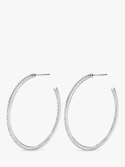 DPT Antwerp Large Diamond Hoop Earrings, Silver, Silver