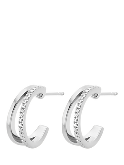 DPT Antwerp Diamond Double Hoop Earrings, Silver