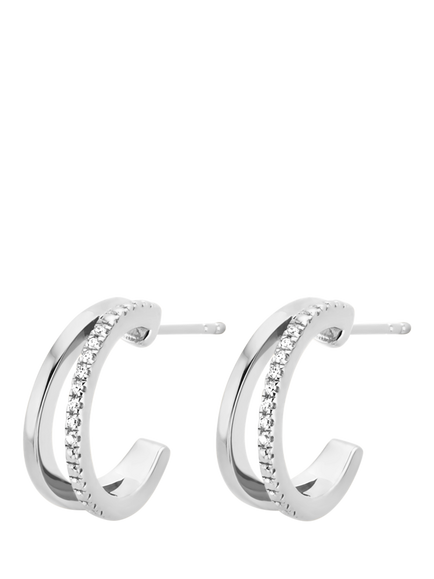 DPT Antwerp Diamond Double Hoop Earrings, Silver