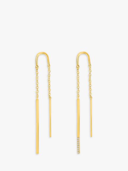 DPT Antwerp Double Linea Drop Earrings, Gold
