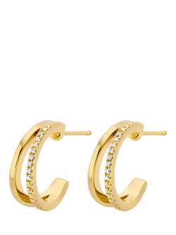 DPT Antwerp Diamond Double Hoop Earrings, Gold