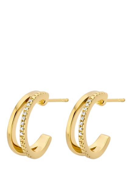 DPT Antwerp Diamond Double Hoop Earrings, Gold