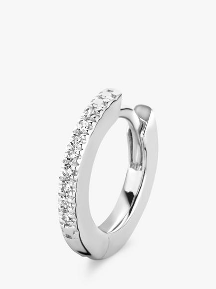 DPT Antwerp Diamond Huggie Hoop Single Earring, Silver, Silver