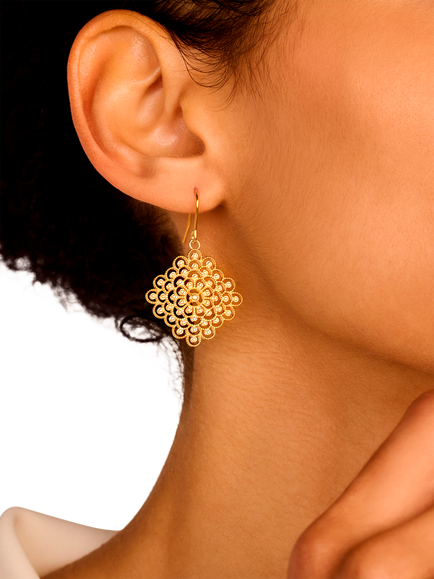 DPT Antwerp Blessed Diamond Statement Drop Earrings, Gold - view 2, Gold