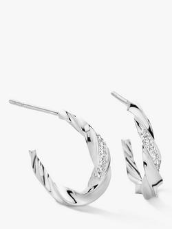 DPT Antwerp Diamond Twisted Hoop Earrings, Silver, Silver