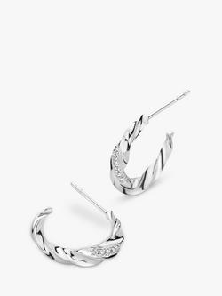 DPT Antwerp Diamond Twisted Hoop Earrings, Silver - view 2, Silver