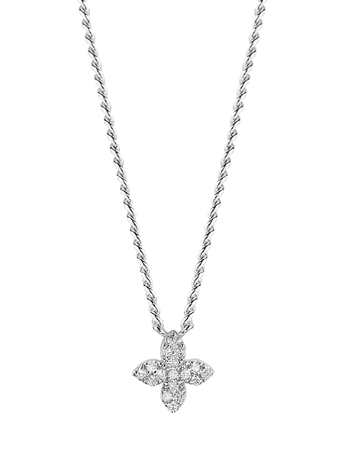 Product image 1 of 6, which shows DPT Antwerp Floral Diamond Pendant Necklace, Silver