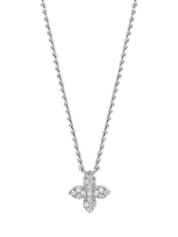 DPT Antwerp Floral Diamond Pendant Necklace, Silver, Silver