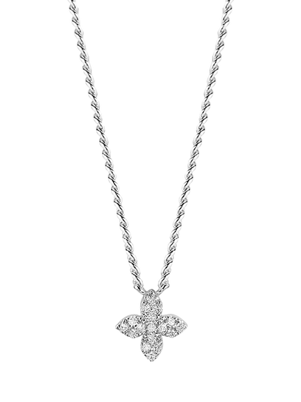 DPT Antwerp Floral Diamond Pendant Necklace, Silver, Silver