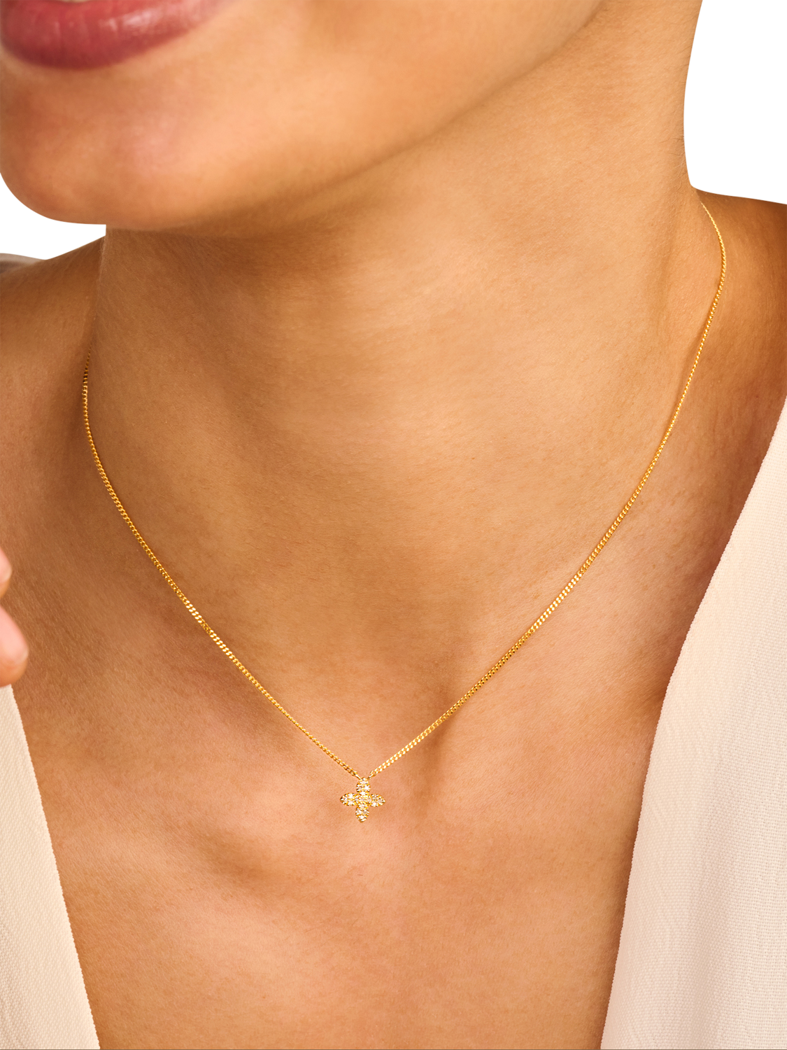 Product image 2 of 6, which shows DPT Antwerp Floral Diamond Pendant Necklace, Silver