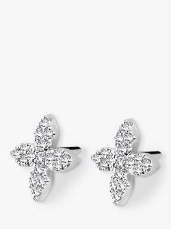 DPT Antwerp Floral Diamond Stud Earrings, Silver, Silver