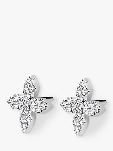 DPT Antwerp Floral Diamond Stud Earrings, Silver, Silver