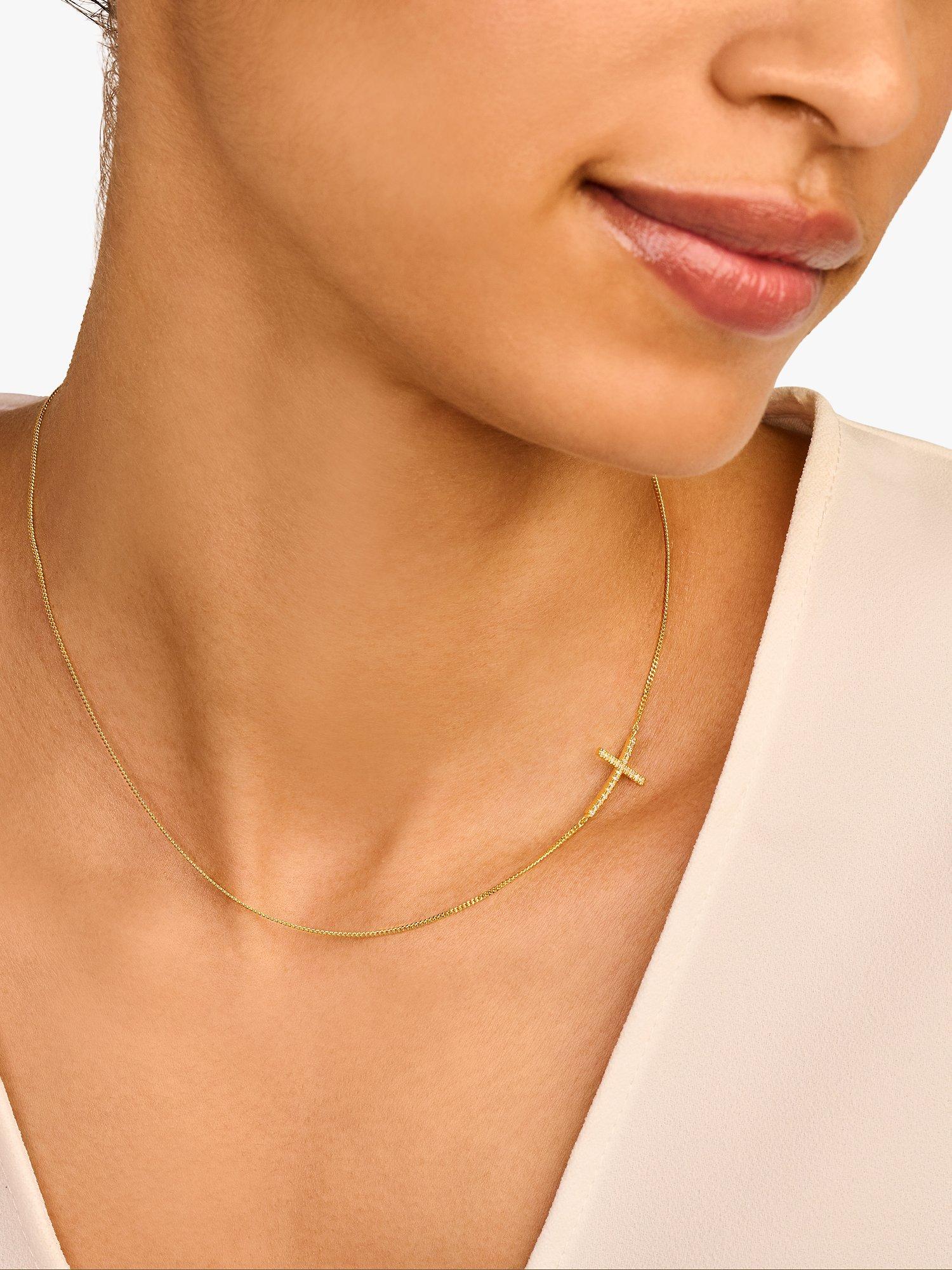 Product image 2 of 4, which shows DPT Antwerp Diamond Cross Collar Necklace, Silver
