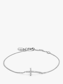 DPT Antwerp Diamond Cross Chain Bracelet, Silver, Silver