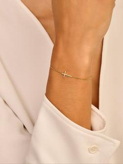DPT Antwerp Diamond Cross Chain Bracelet, Silver - view 2, Silver