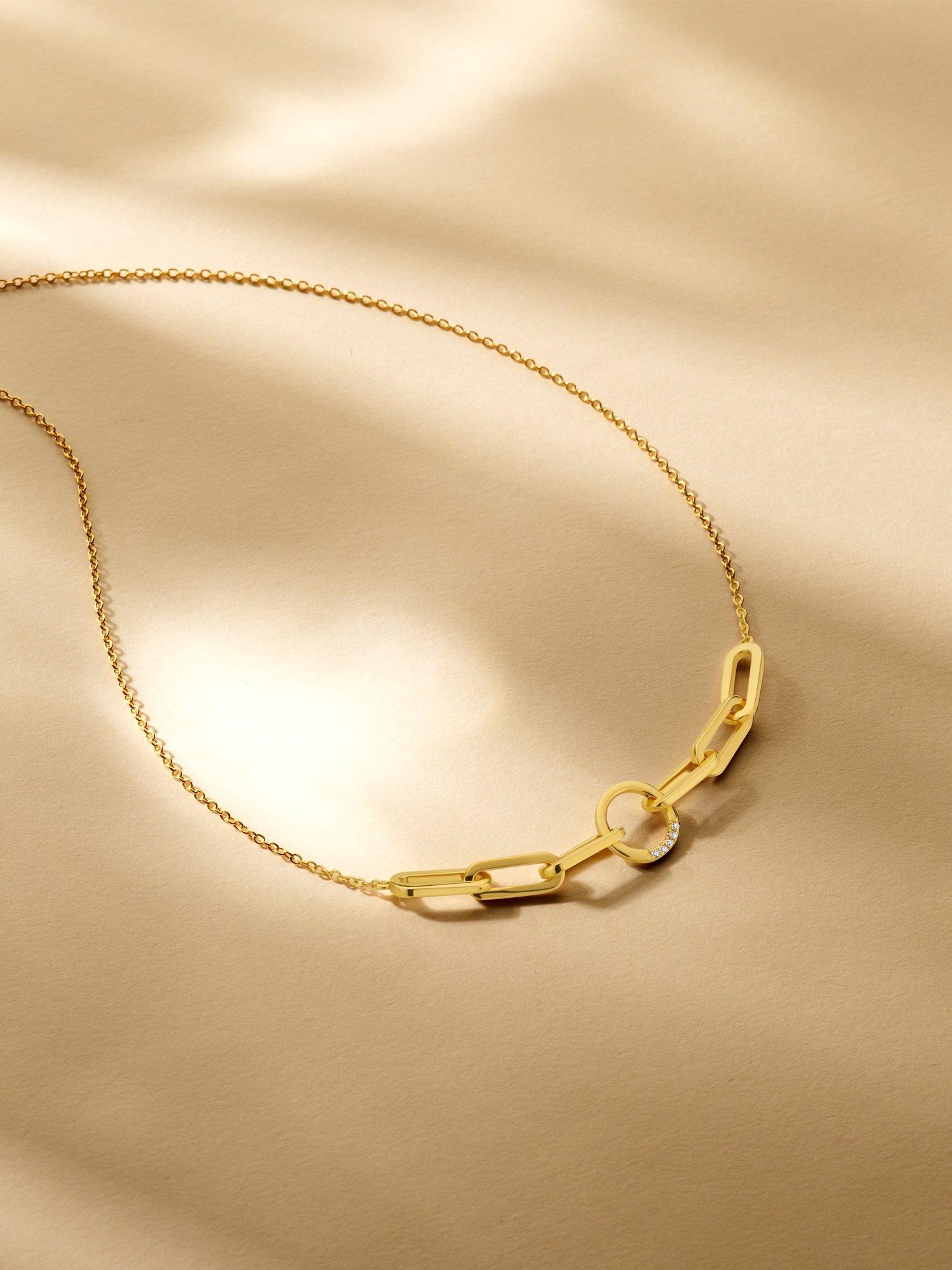 Product image 2 of 3, which shows DPT Antwerp Break Away Diamond Link Necklace, Gold