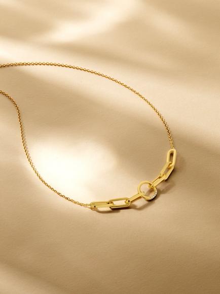 DPT Antwerp Break Away Diamond Link Necklace, Gold - view 2, Gold