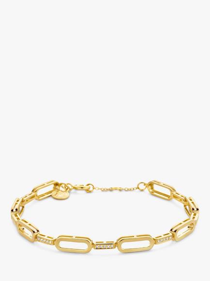 DPT Antwerp Shackled Diamond Oval Link Bracelet, Gold, Gold