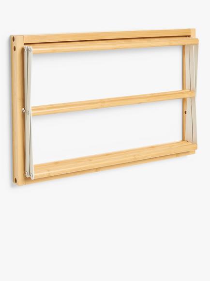 John Lewis Wall-Fixed Bamboo Airer - view 2, Bamboo/Metal
