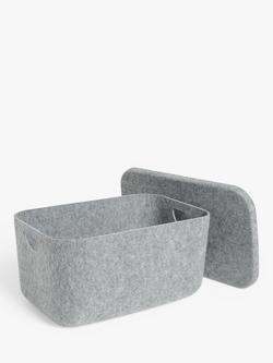 John Lewis Felt Lidded Storage Box - view 2, Grey
