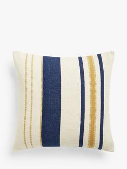 John Lewis Woven Stripe Indoor/Outdoor Cushion, Navy