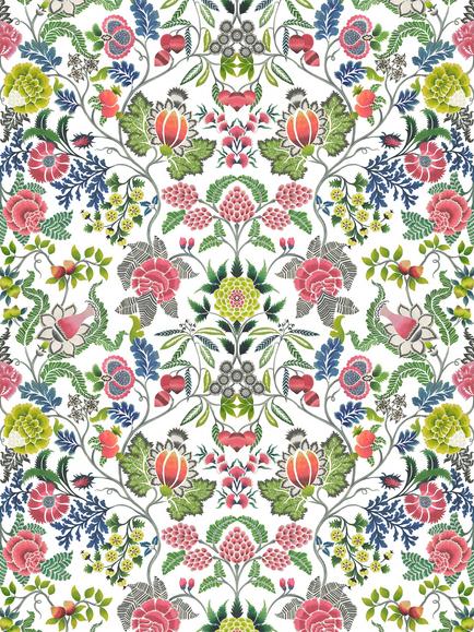 Designers Guild Brocart Decoratif Printed Floral Linen Furnishing Fabric, Fuchsia