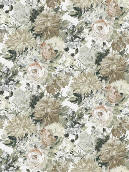 Designers Guild Rose De Damas Printed Floral Cotton Furnishing Fabric, Chalk