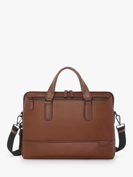 TUMI Sycamore Slim Leather Briefcase, Cognac - view 2, Cognac