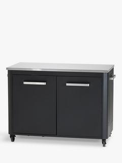 Cozze Outdoor Kitchen Storage Unit with Wheels, 2 Door, Black