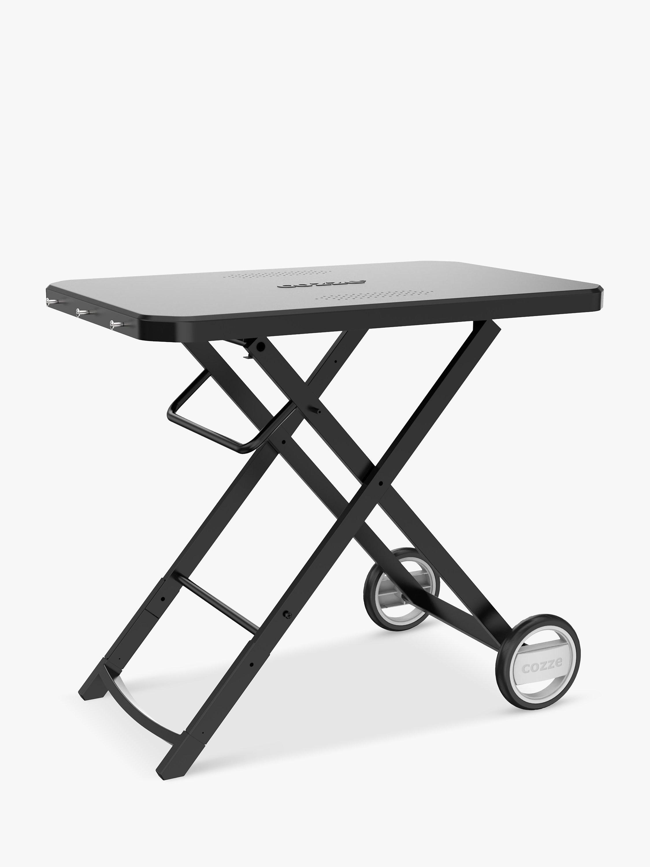Cozze Folding BBQ/Pizza Oven Table with Wheels, Black