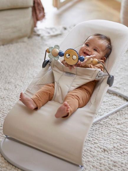 BabyBjörn Bliss Tri Fabric Baby Bouncer - view 2, Light Beige