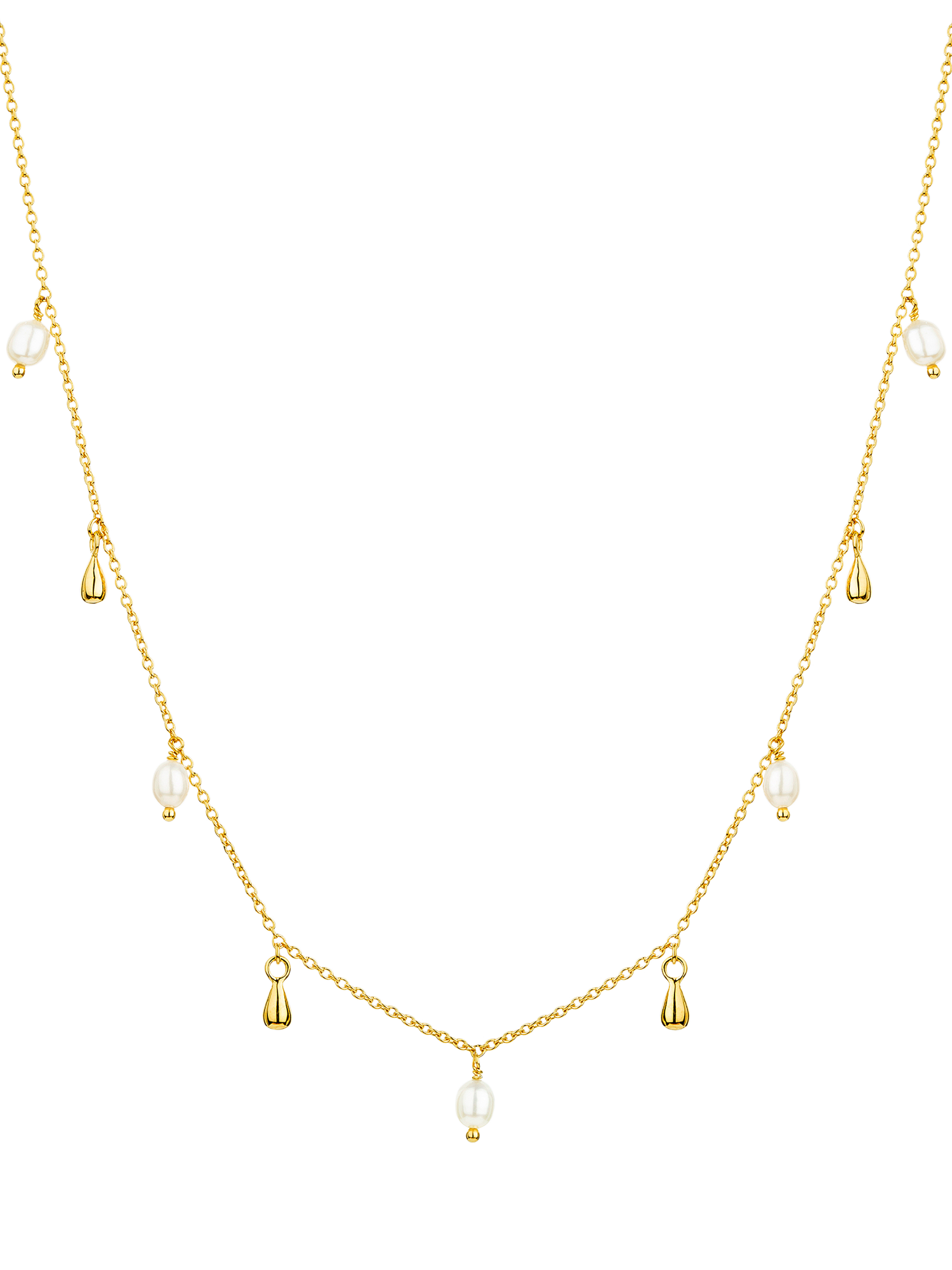 Claudia Bradby Pearl and Gold Drop Choker Necklace, Gold