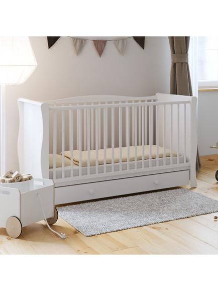 Little Acorns Traditional Sleigh Cot, White, White