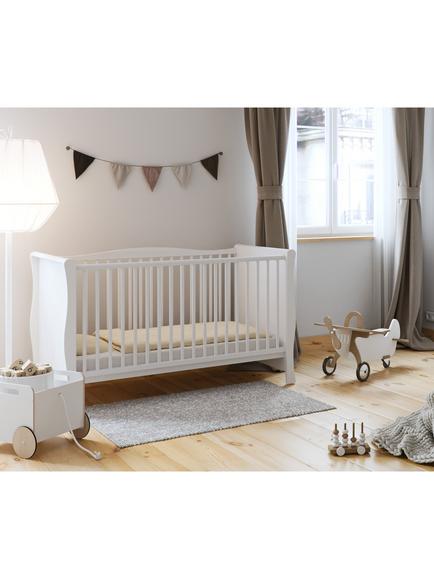 Little Acorns Traditional Sleigh Cot, White - view 2, White