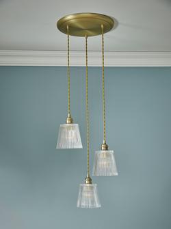 Laura Ashley Callaghan 3 Pendant Cluster Light, Antique Bronze - view 2, Antique Brass