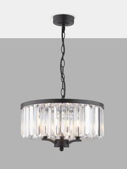 Laura Ashley Elkwood 3 Arm Chandelier Ceiling Light, Soft Black, Soft Black