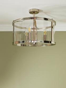 Laura Ashley Harrington 3 Bulb Semi Flush Ceiling Pendant Light, Polished Nickel - view 2, Polished Nickel
