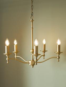 Laura Ashley Ludchurch Chandelier Ceiling Light, 5 Arms, Matt Antique Brass, Matt Antique Brass