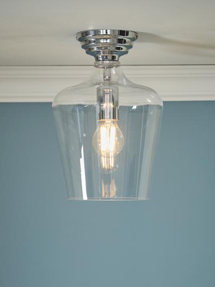 Laura Ashley Ockley Glass Semi Flush Ceiling Light, Polished Chrome, Polished Chrome