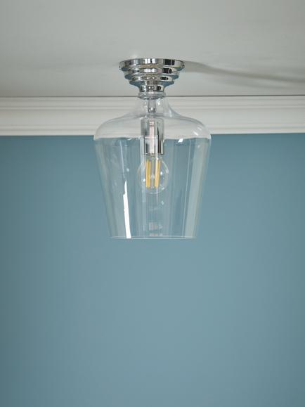 Laura Ashley Ockley Glass Semi Flush Ceiling Light, Polished Chrome - view 2, Polished Chrome