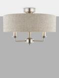 Laura Ashley Sorrento 3 Arm Ceiling Light, Natural/Satin Nickel