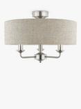 Laura Ashley Sorrento 3 Arm Ceiling Light, Natural/Satin Nickel