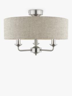 Laura Ashley Sorrento 3 Arm Ceiling Light - view 2, Natural/Satin Nickel