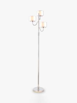 Laura Ashley Southwell Floor Lamp, 3 Arms, Satin Nickel, Satin Nickel