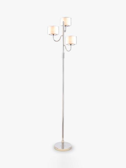 Laura Ashley Southwell Floor Lamp, 3 Arms, Satin Nickel, Satin Nickel