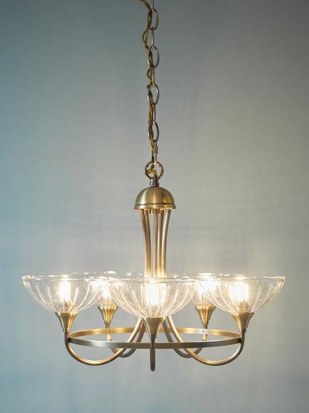 Laura Ashley Wellham Chandelier Ceiling Pendant Light, 5 Arms, Antique Brass, Antique Brass