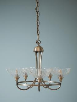 Laura Ashley Wellham Chandelier Ceiling Pendant Light, 5 Arms, Antique Brass - view 2, Antique Brass