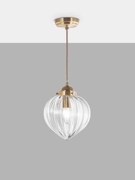 Laura Ashley Whitham Fluted Glass Ceiling Pendant Light, Antique Brass, Antique Brass